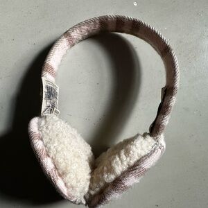 Burberry Plush Shearling Lined Earmuffs in Pale Pink